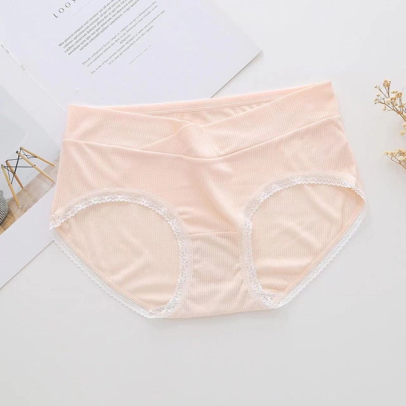 Quần bầu lót cạp chéo kháng khuẩn ,mềm mịn,co giãn nhẹ,pha ren ,màu xinh xỉu-có size theo từng chu kì