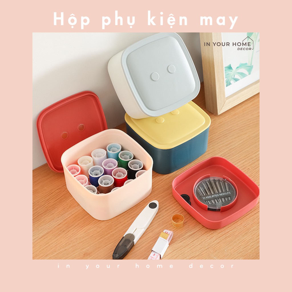 Hộp may vá đầy đủ phụ kiện hai lớp với thiết kế gọn gàng cho gia đình