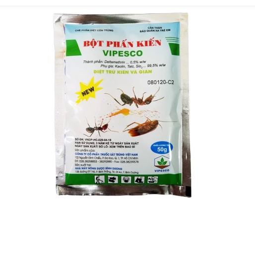 PHẤN DIỆT KIẾN GIÁN, RẬN RỆP, BỌ CHÉT VIPESCO DẠNG BỘT - 50G
