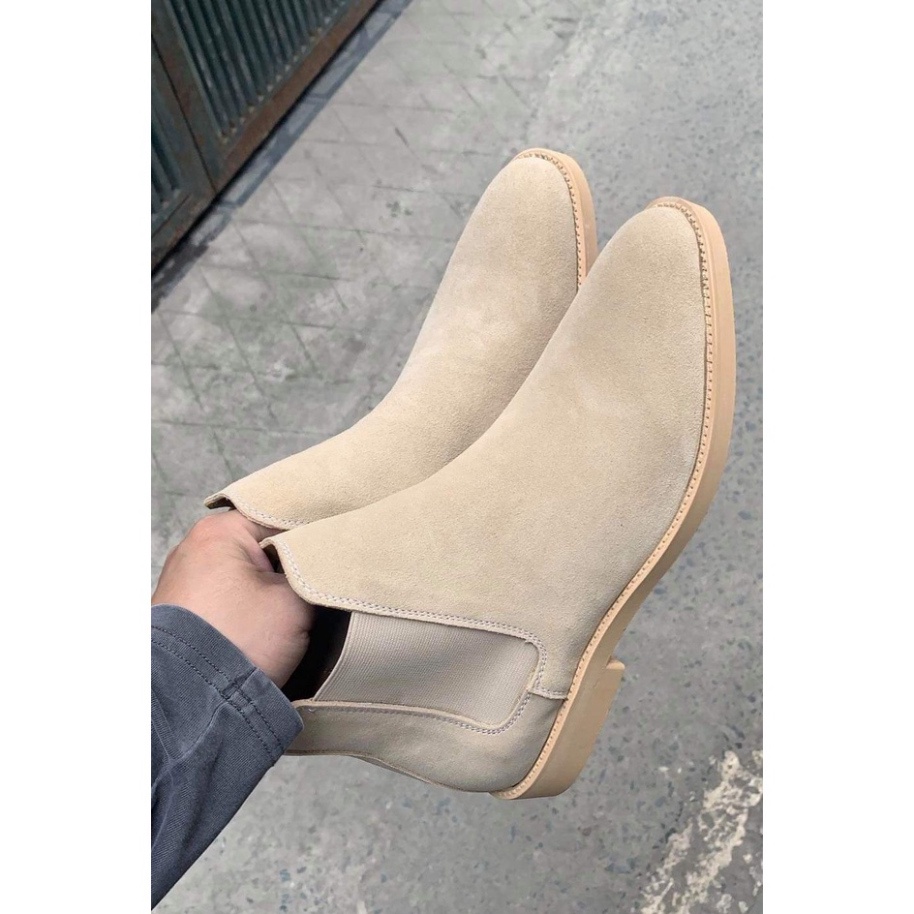 Giày Chelsea boots cao cổ thời trang nam chất liệu da lộn đế độn 3.5cm màu tan | BigBuy360 - bigbuy360.vn