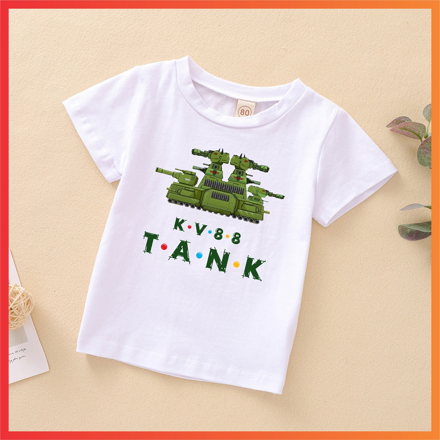 HOT Áo thun in hình xe tăng quái vật hoạt hình hay nhất cho bé trai