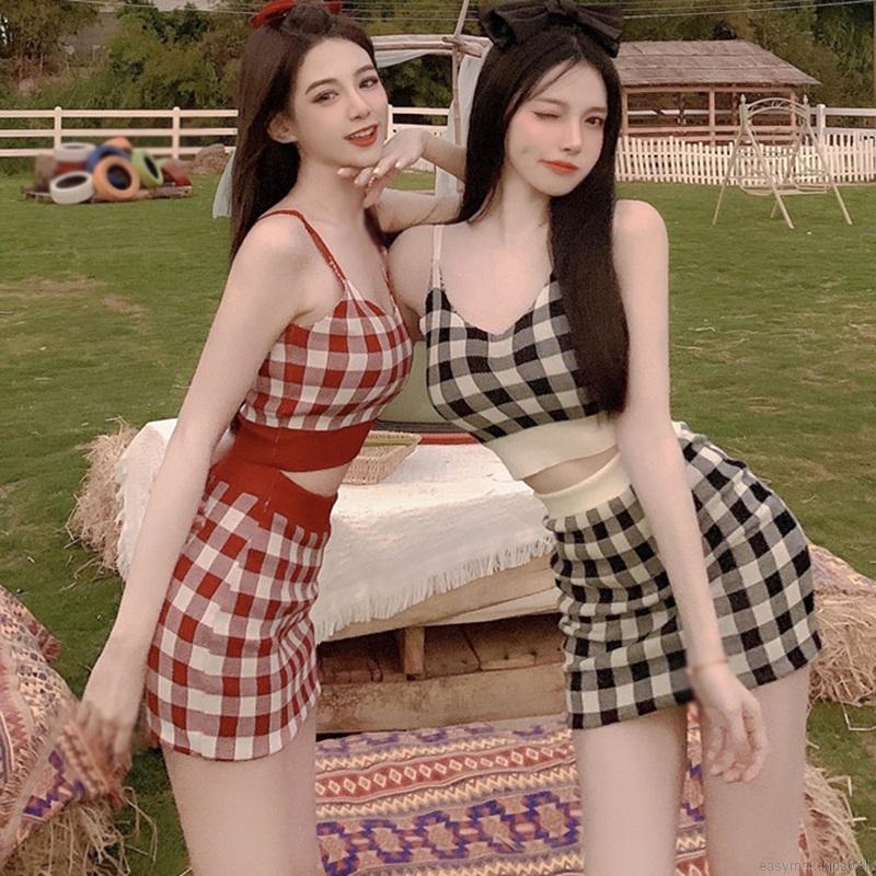 Set Áo Hai Dây Và Chân Váy Dệt Kim Phong Cách Hàn Quốc Cho Nữ | BigBuy360 - bigbuy360.vn