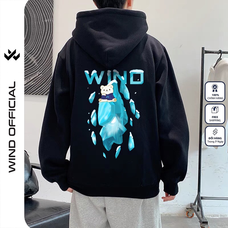 Áo hoodie unisex WIND form rộng nỉ nam nữ Tuyết HD22 thời trang thu đông oversize | BigBuy360 - bigbuy360.vn