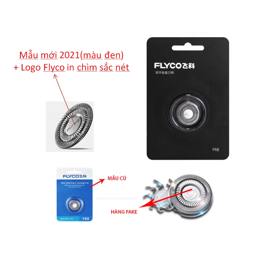 Lưỡi máy cạo râu Flyco Fr8 -Lưỡi kép chống gỉ, tự mài dùng cho máy Flyco FS889/FS318/FS370...