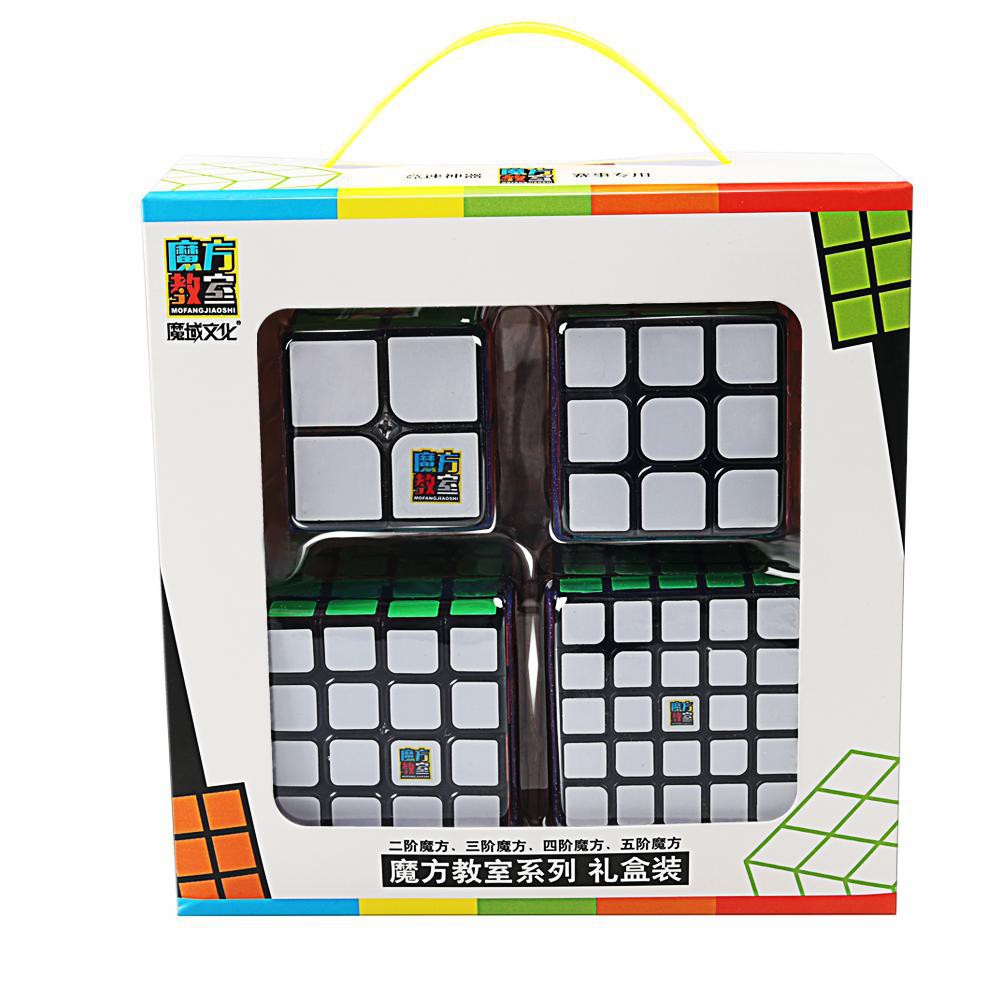 Đồ chơi Combo 4 Rubik MoFangJiaoShi Gift black - Bộ rubik từ 2x2 - 5x5 (Màu đen)