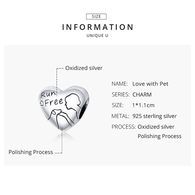 Hạt Phụ Kiện Xỏ Vòng Tay Bamoer SCC1679 Hình Trái Tim Bằng Bạc Thật 925 Làm Trang Sức Quà Tặng Cho Nữ