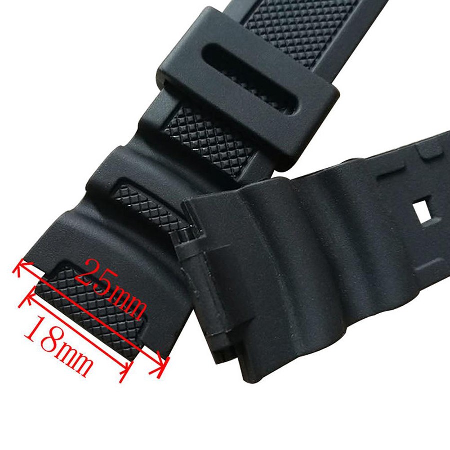 [HOT SALE] Dây đeo đồng hồ cao su khóa bạc cho Casio GSHOCK W-735H SGW300H AE1000 size 18mm