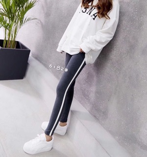 Quần legging nữ kẻ sọc trắng
