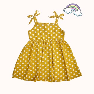 Váy thô bé gái 2-8 tuổi 2 dây chấm bi phối nơ vai silber kids