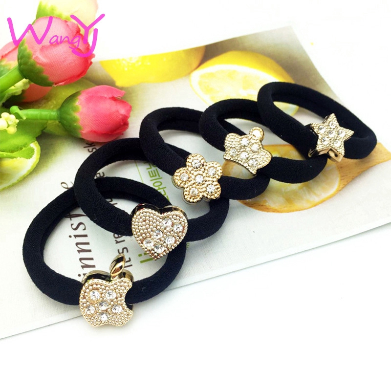 [Hàng mới về] Set 2 dây buộc tóc nữ co giãn đính kim cương giả phong cách thời trang Hàn Quốc