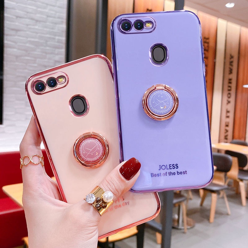 Ốp lưng OPPO A5S A12 F9 F9 Pro case Ốp Điện Thoại Silicon Mềm Mạ Điện Có Vòng Đỡ Cho