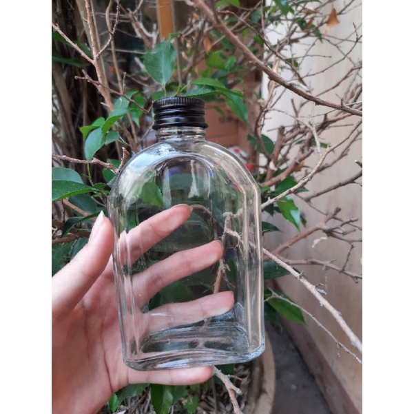 Chai dẹt thủy tinh xén vai nắp nhôm bạc ren xoáy đựng đồ uống đủ cỡ 500ml, 350ml, 250ml, 100ml - Duonghieu6789