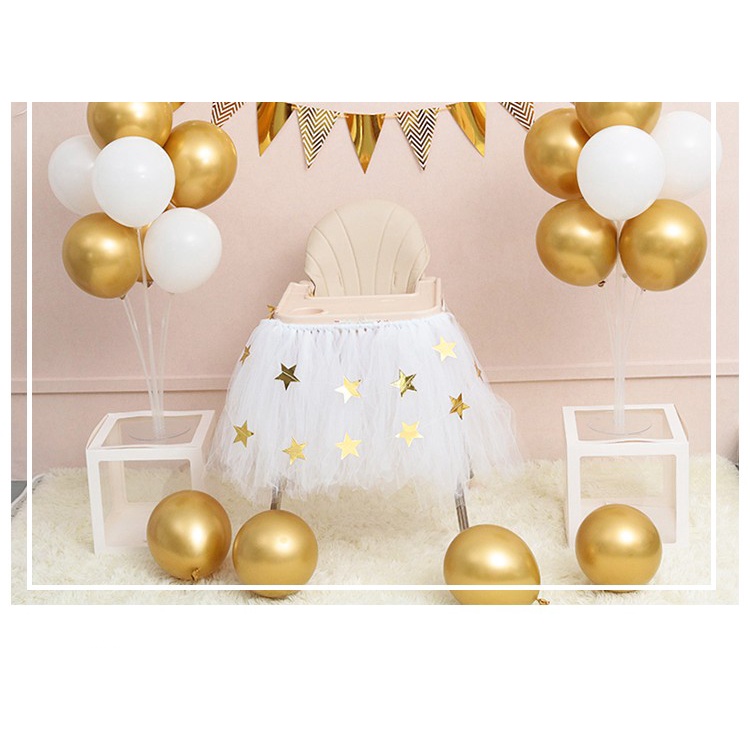 (Tặng bơm + keo dán) Set bóng trang trí sinh nhật ,bóng siêu nhũ vàng size 12 inch