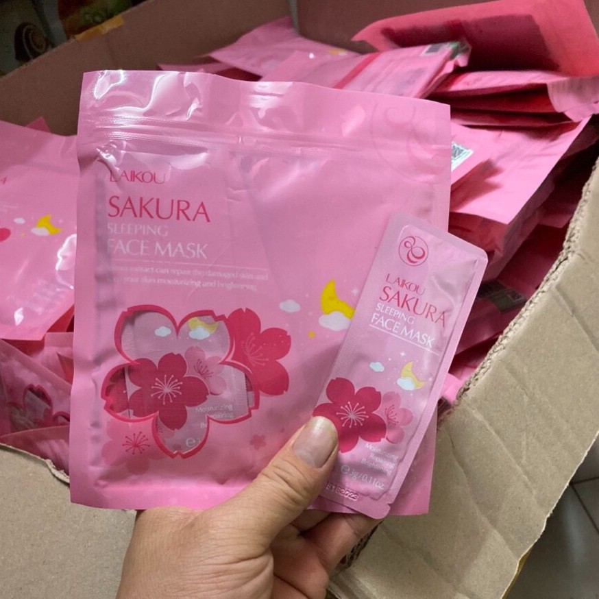 Mặt nạ ngủ trà xanh laikou dưỡng ẩm giảm mụn tái tạo da HATAJI (1gói 3gr) | BigBuy360 - bigbuy360.vn