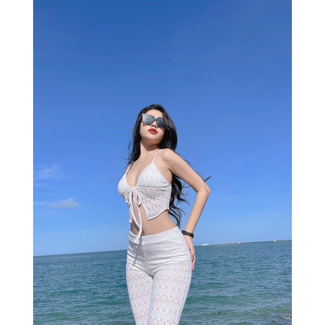 Áo croptop 2 dây ren cột ngực yn