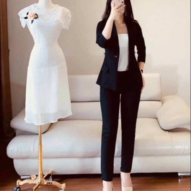 Sét vest đen công sở thiết kế cao cấp DVC