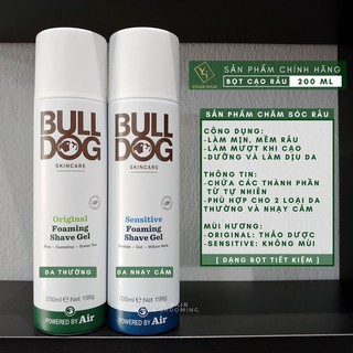 Bọt cạo râu cho DA THƯỜNG và DA NHẠY CẢM Bulldog Original & Sensitive Foaming Shave Gel - 200ml
