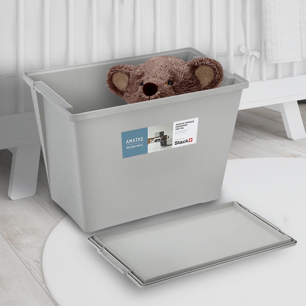 HomeBase STACKO Hộp đựng đồ bằng nhựaThái Lan AMATAS 70L 39.2X58.2X43.5cm màu xám