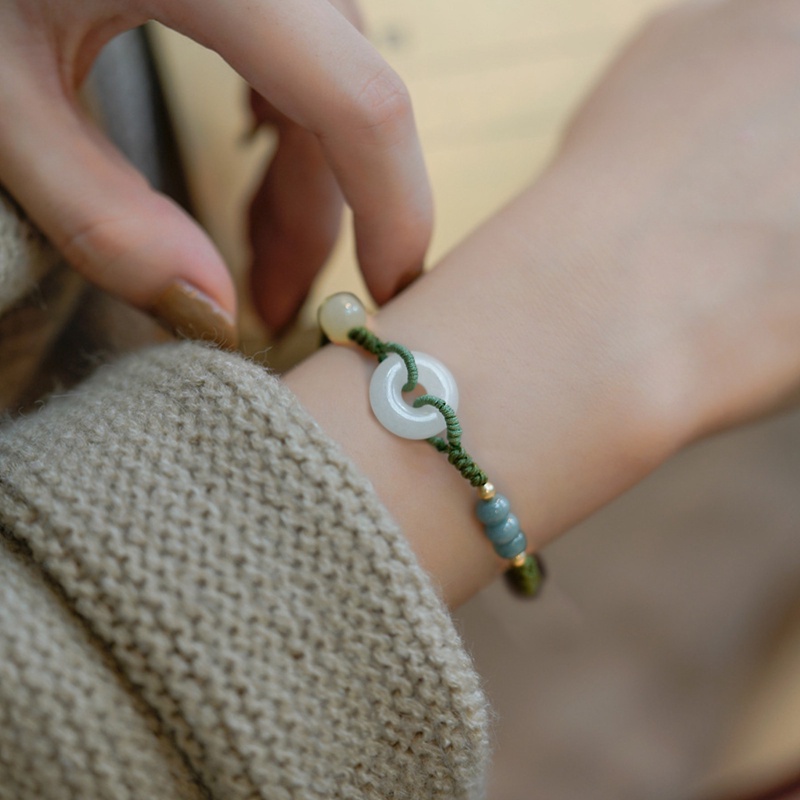 Vòng Tay Chuỗi Hạt Đá Ngọc Bích 6mm Phong Cách Cổ Điển Cho Nữ