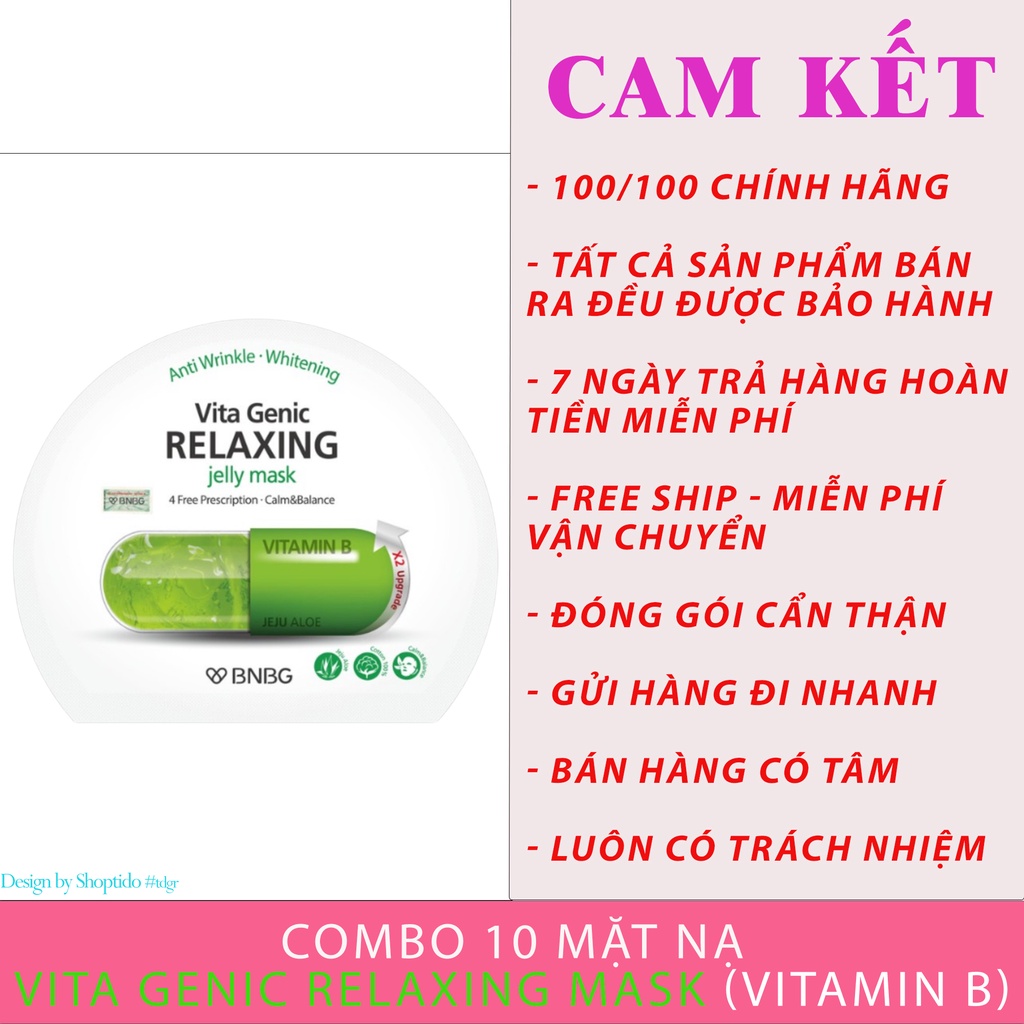 Combo 10 Mặt nạ BNBG thư giãn, phục hồi da Vita Genic Relaxing Jelly Mask 30ml NPP Tido88