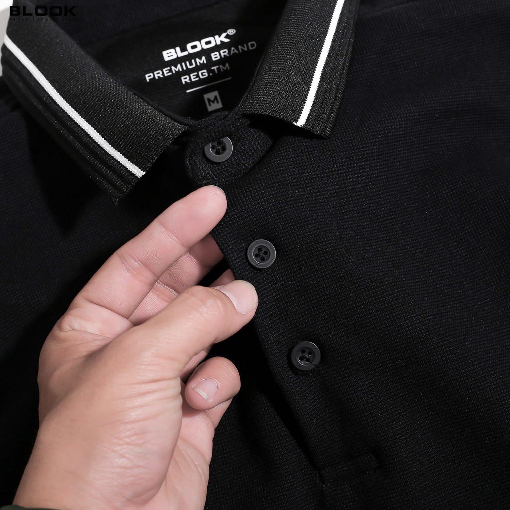 Áo polo nam premium BLOOK Vải thun gân cá sấu màu Đen in logo BS sang trọng mã 33291 (HÌNH THẬT) | BigBuy360 - bigbuy360.vn