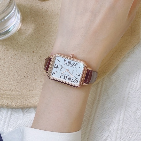 Đồng hồ thạch anh LWCC X28 mặt vuông dây da phong cách vintage thời trang cao cấp