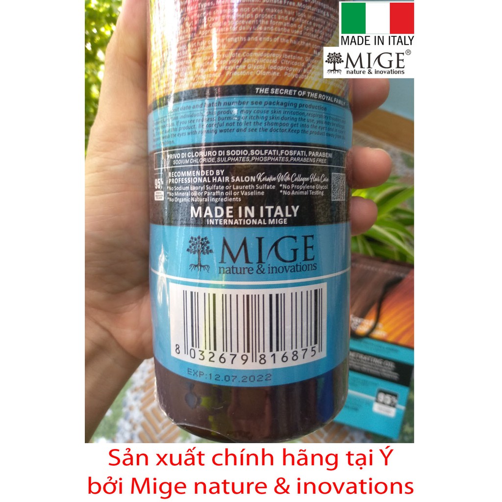 Bộ dầu gội Mige Keratin Collagen 800ml x 2 - Ý