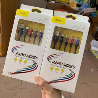 Cáp sạc bốn đầu dây dù chính hãng Baseus hai đầu ip hoặc ss