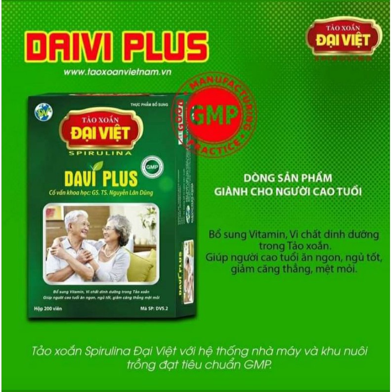 HOT HOT HOT/Tảo xoắn Đại Việt/Davi Plus: dành cho người cao tuổi, mệt mỏi, mất ngủ, ăn không ngon miệng