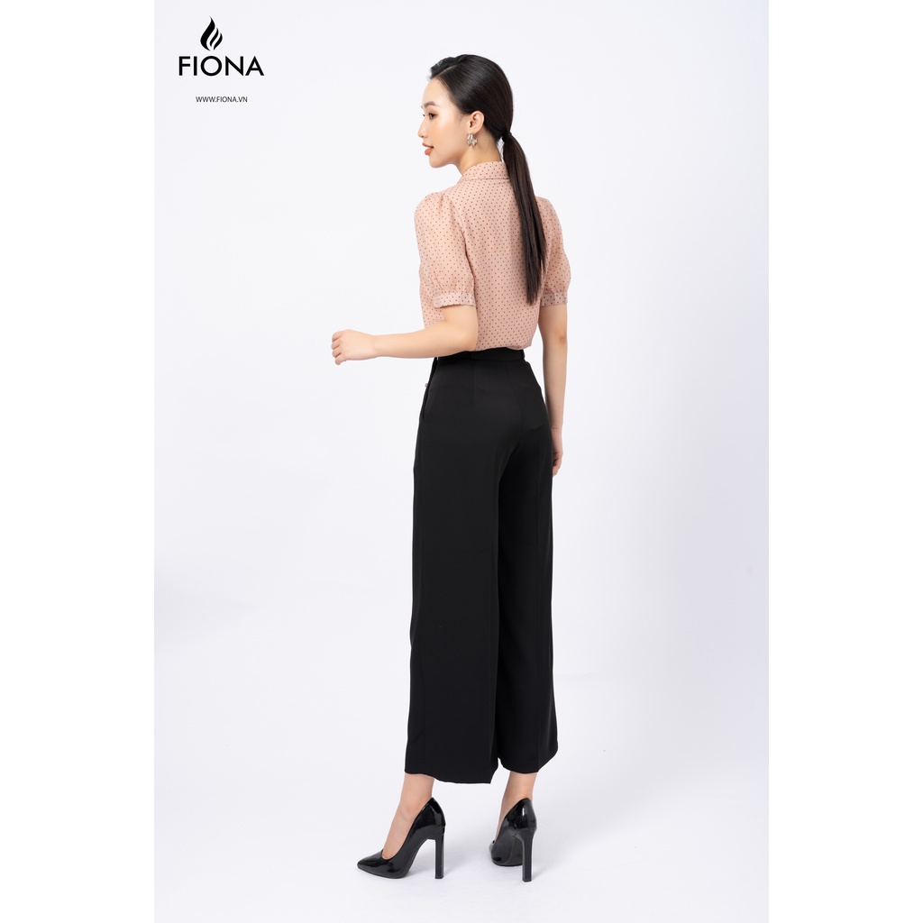 Quần Culottes Ống Suông Nữ Công Sở FIONA, Quần Âu Nữ Ống rộng túi chéo đính cúc trang trí  F351156