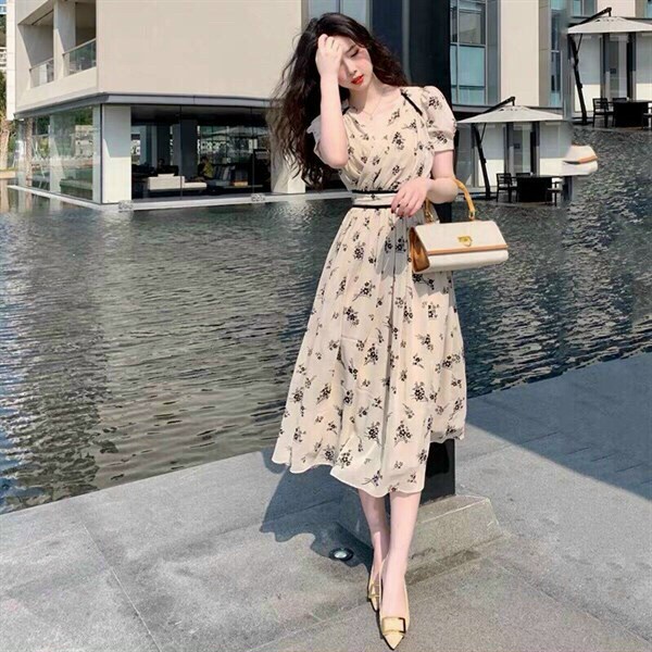 Đầm tiểu thư dáng dài đi tiệc, đầm maxi đi biển phong cách hàn quốc nịt eo có mút cực đẹp, tôn dáng cực sang, chất lụa