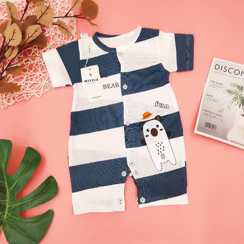 Body Cộc Cotton Kẻ Cho Bé 3-9KG