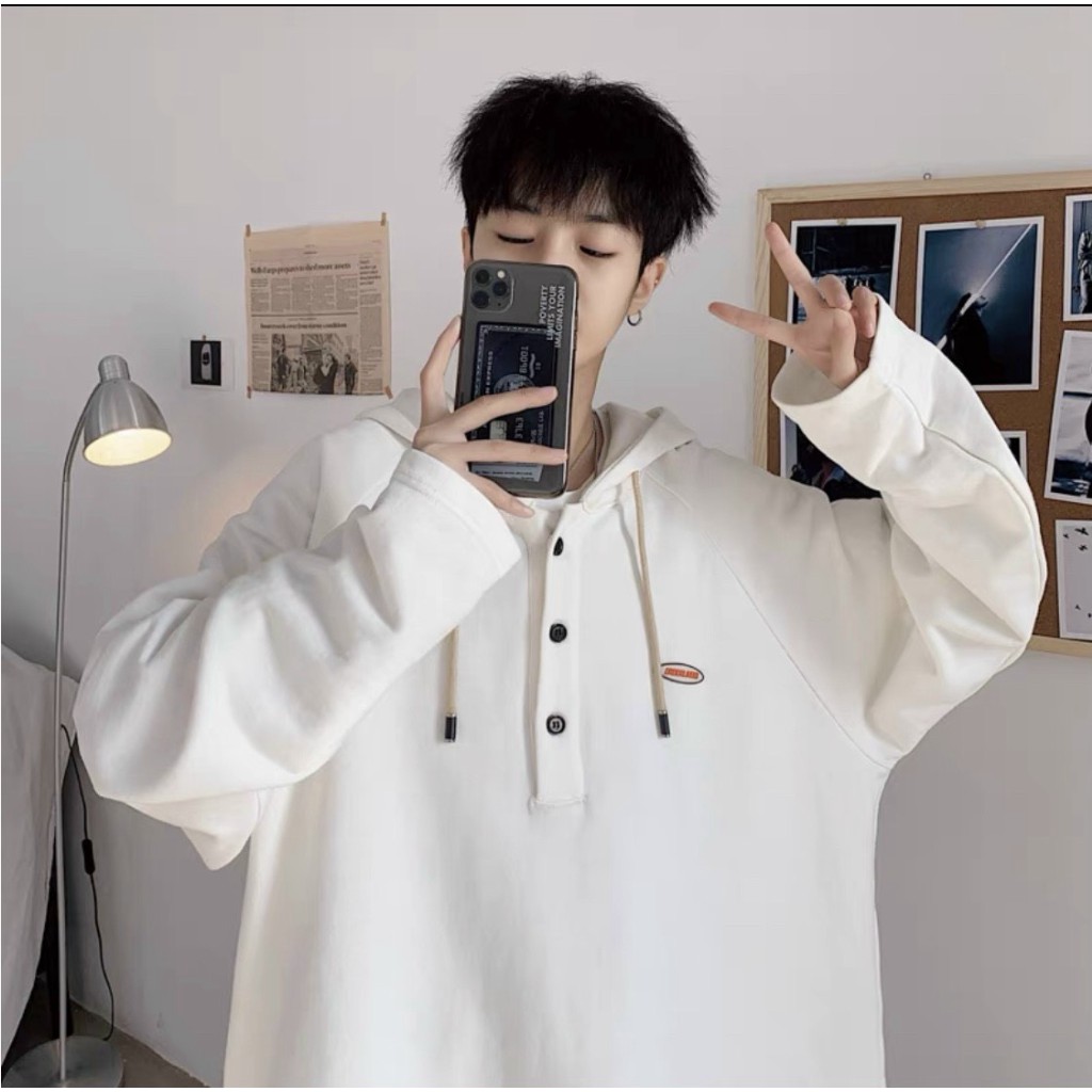 ÁO KHOÁC HOODIE CHUI ĐẦU CỔ TRỤ PHỐI NÚT CÁ TÍNH SÀNH ĐIỆU MẪU HOT MỚI NHẤT 2021