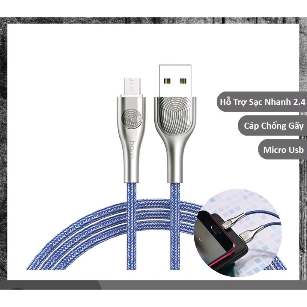 Cáp sạc nhanh và truyền dữ liệu cổng Type C Hoco U59 Enlightenment max 3A dài 2M Xanh