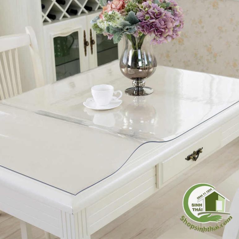 Miếng kính trải bàn nhựa PVC trong suốt loại mềm dẻo, chống thấm
