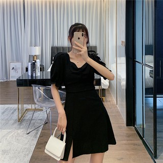 Đầm xẻ tà Váy đen sang trọng