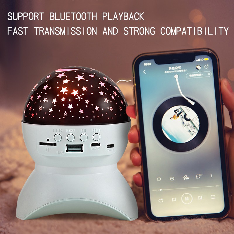 Đèn Ngủ Chiếu Bầu Trời Sao Kết Nối Bluetooth Cổng Usb Tiện Dụng Kích Thước 3c