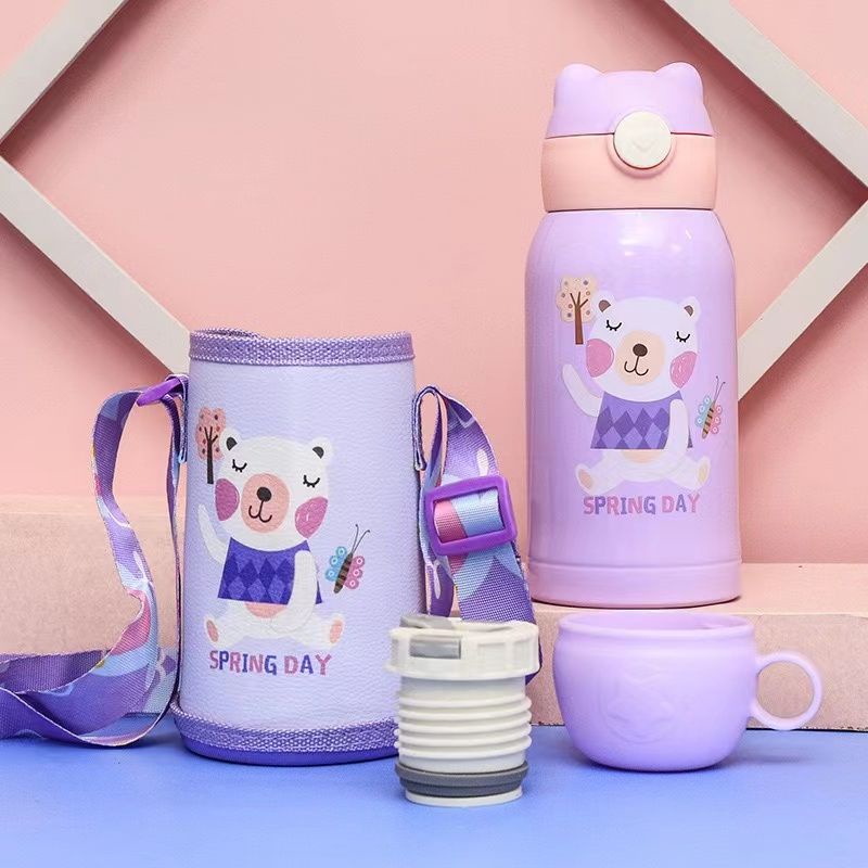 Ninikids: Bình nước giữ nhiệt cho bé đi học có ống hút