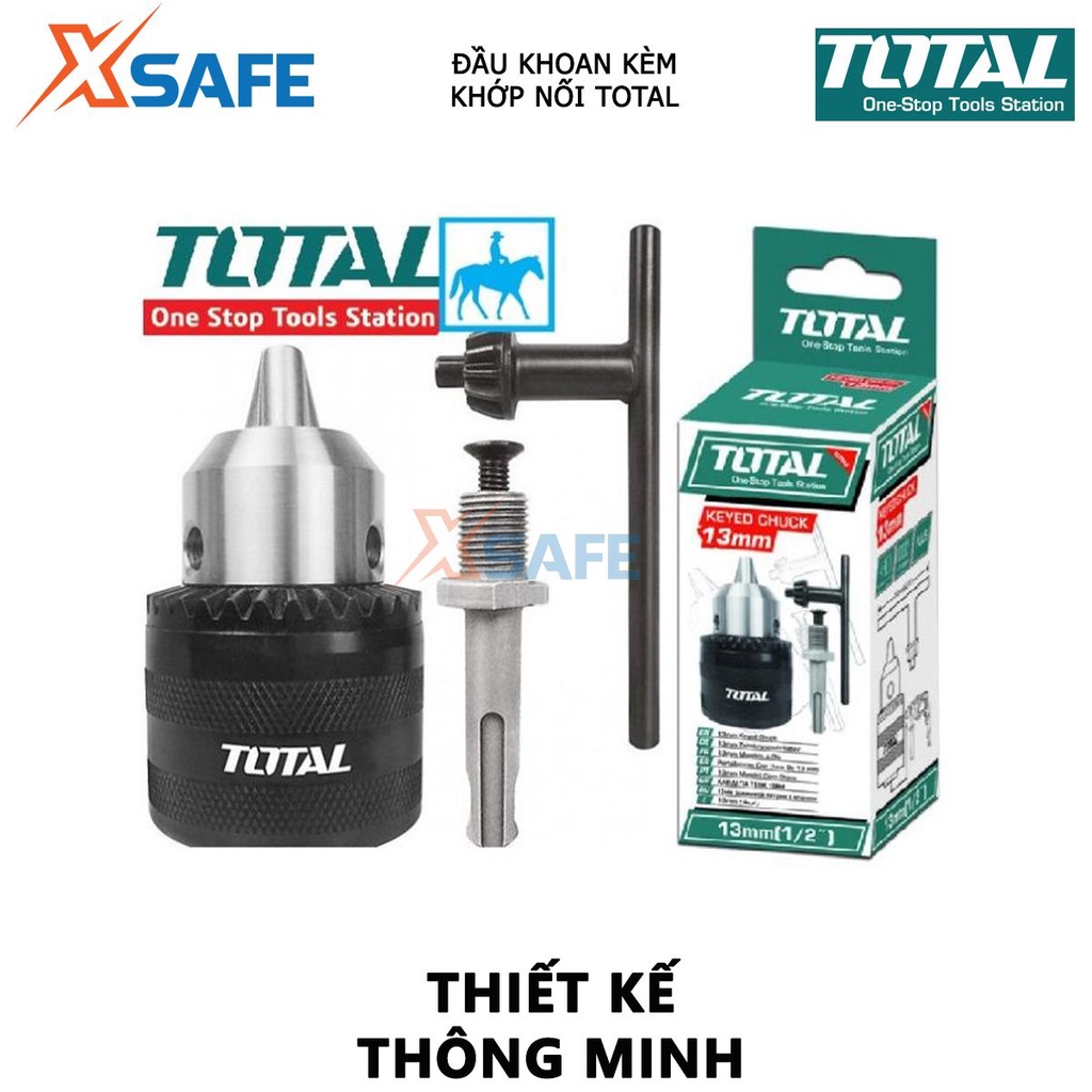 Đầu khoan kèm khớp nối TOTAL TAC451301.1 Đầu khoan có răng khả năng khoan 1.5-13mm, kích thước kết nối 1/2&quot; - [XSAFE]
