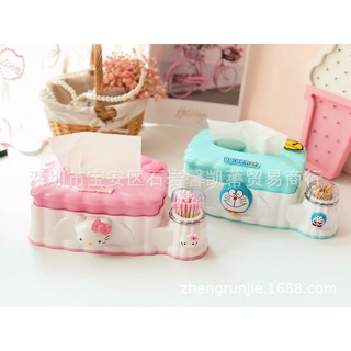 Hộp đựng khăn giấy Kitty có chỗ đựng tăm
