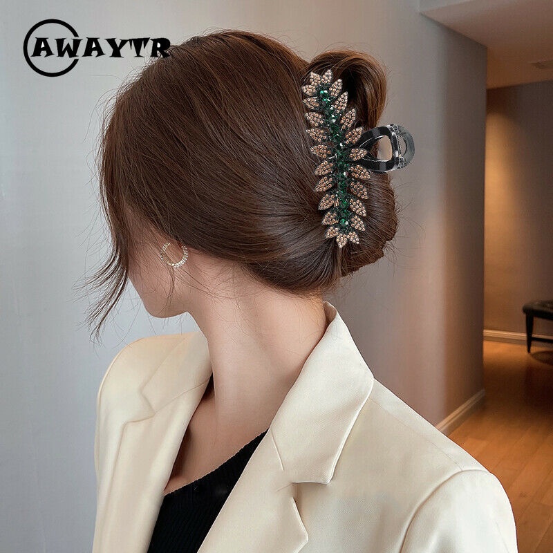Kẹp Tóc Hình Chiếc Lá Đính Đá Thời Trang Cho Nữ