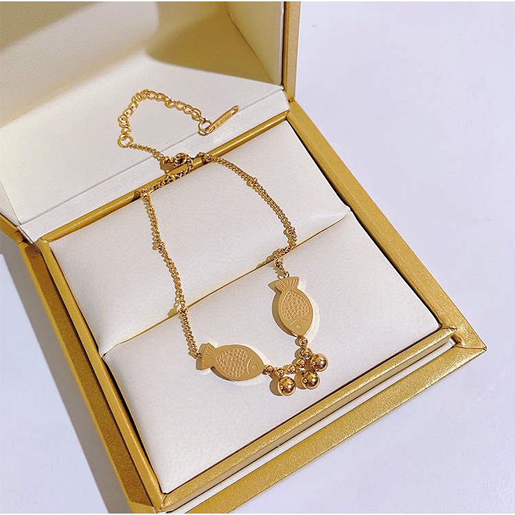 Lắc Chân Bằng Thép Titan Màu Vàng Đồng Phong Cách Thời Trang Sang Trọng Cao Cấp Dành Cho Nữ