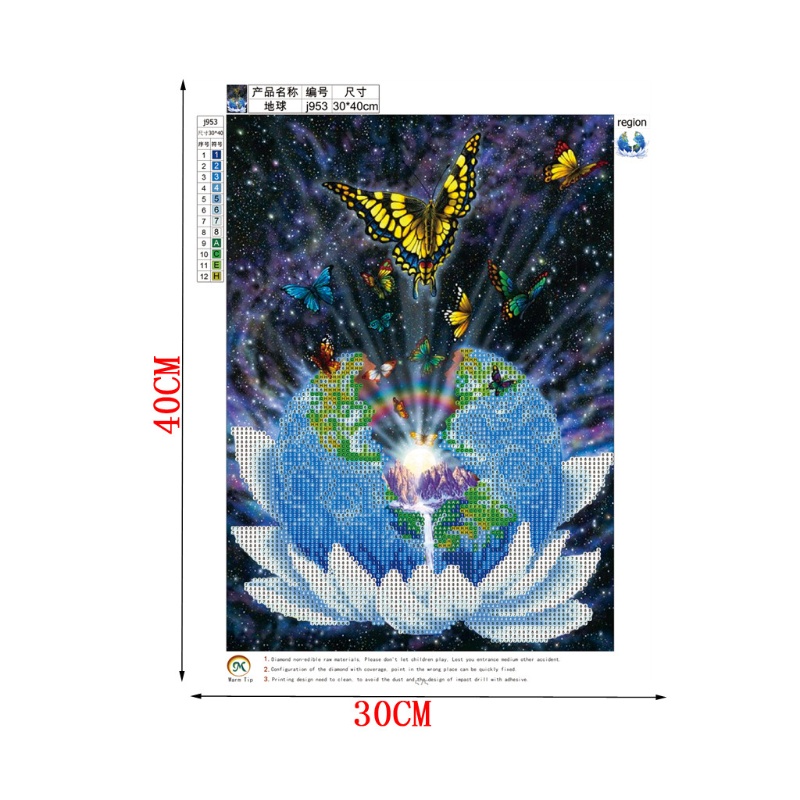 Bộ Tranh Đính Đá 5D Tự Làm Hình Trái Đất Xinh Xắn