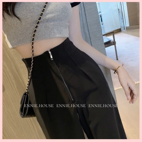 Quần Ống Rộng Culottes Nữ Ennie Cạp Cao Trắng Đen Có Khóa Trước Đứng Dáng Suông Chất Liệu NA004 | BigBuy360 - bigbuy360.vn