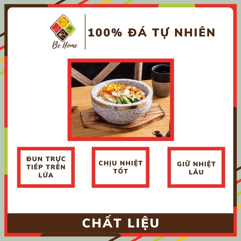 Bát Đá Giữ Nhiệt Hàn Quốc BEHOMEMALL Tô Đá Giữ Nhiệt 100% Đá tự nhiên [Tặng 1 đế gỗ]