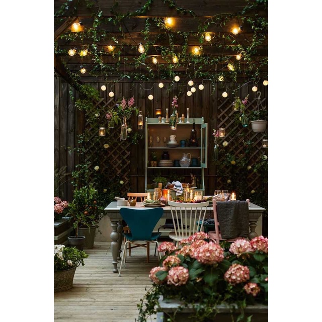 Dây đèn trang trí ngoài trời dùng cho quán cà phê, trà sữa,trà chanh, decor...5m 10 bóng, 10m 15 bóng, 10m 20 bóng