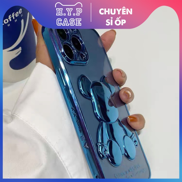 Ốp Lưng Iphone BEARBRICK Loại 1 Hình Nổi 3D Viền Si Chống Bẩn Cạnh Vuông Màu Blue Purple (02) | BigBuy360 - bigbuy360.vn