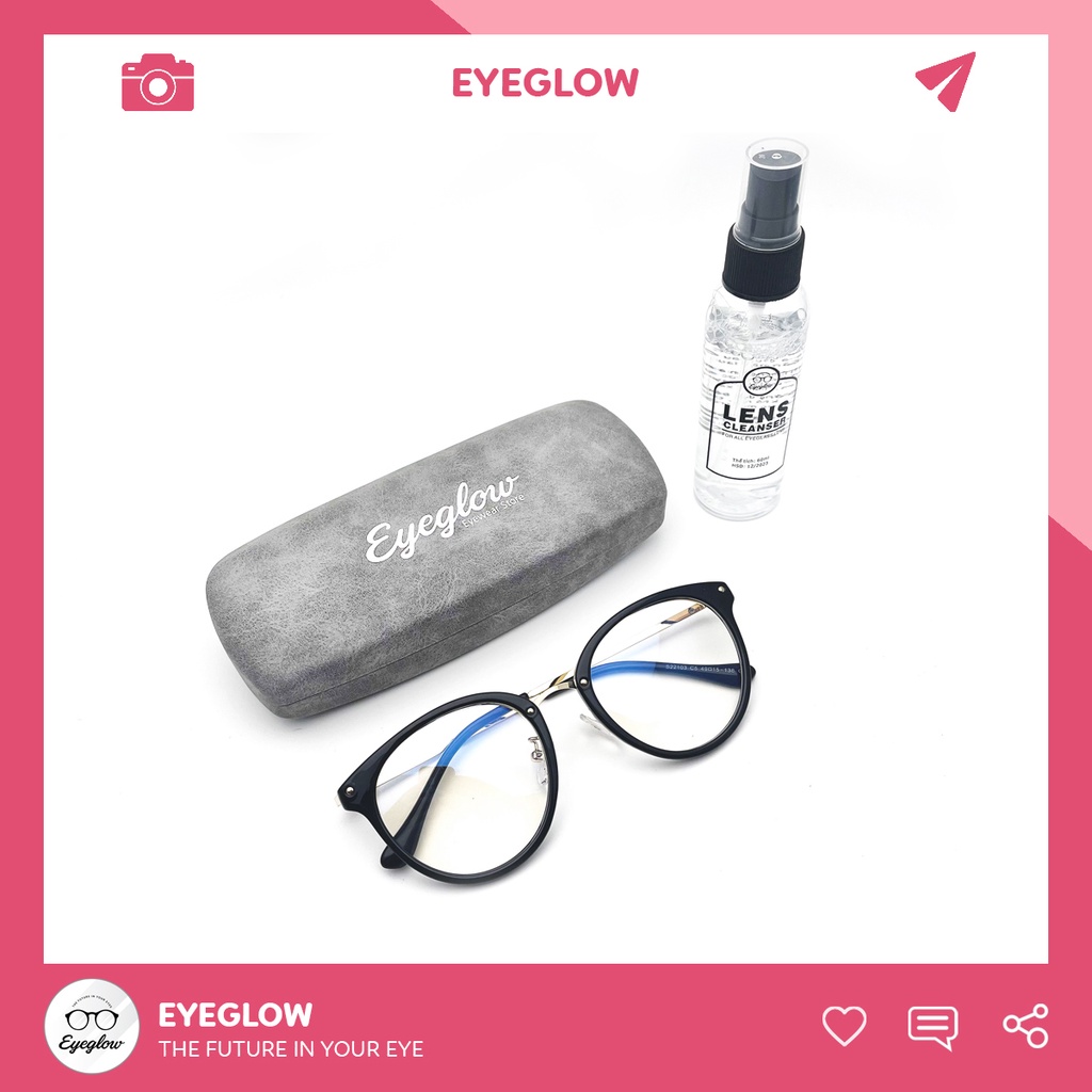 Hộp kính mắt EYEGLOW da lộn thiết kế riêng đặc biệt kích thước 16x7x3cm cao cấp EG2220