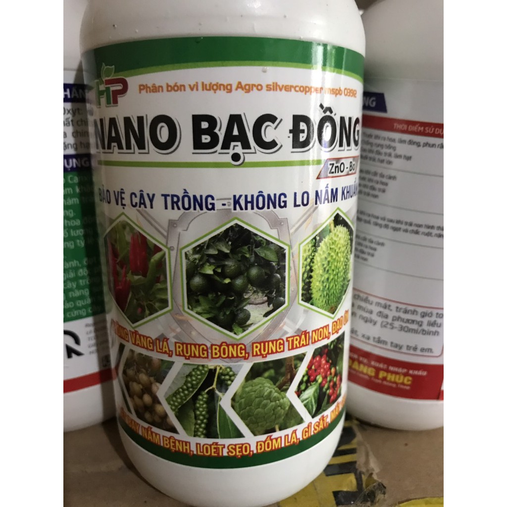 Dung dịch Nano Bạc Đồng phòng trị nấm khuẩn 500ml nhan mới M6