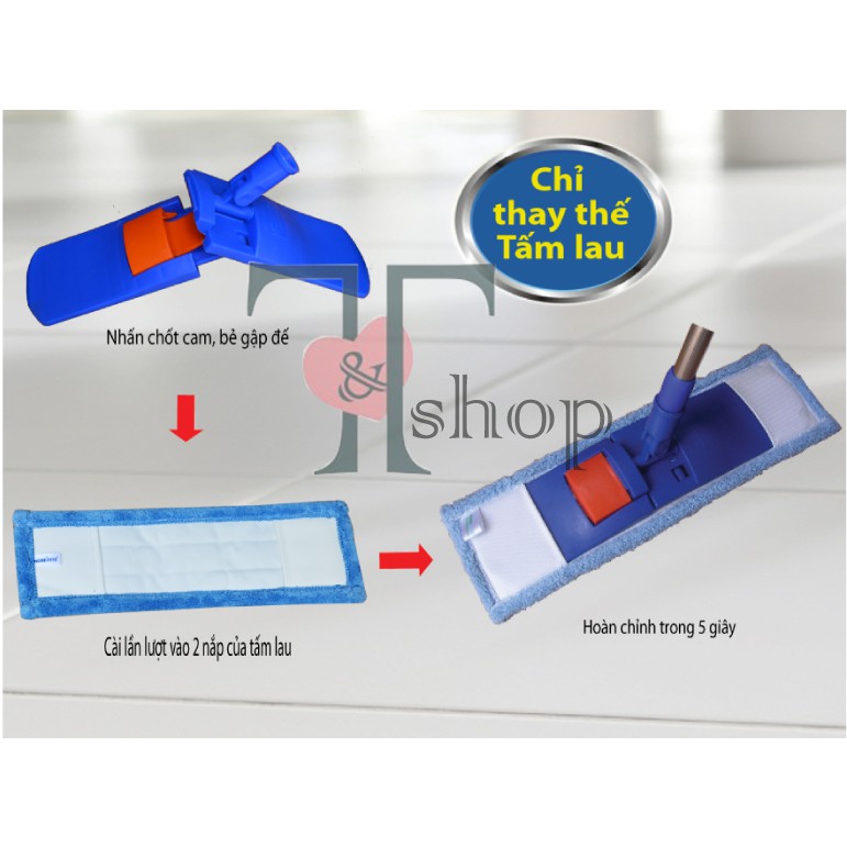 Cây Lau Nhà Inox San Hô Microfiber 40cm Đế Nhựa Cài Homeinno